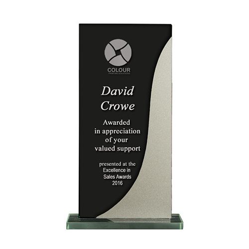 Colored Glass with Base - Rectangle (Black/Silver)