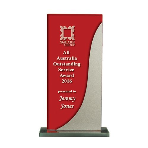 Colored Glass with Base - Rectangle (Red/Silver)