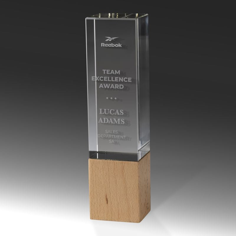 1290B Crystal/Timber Rectangular Prism-Light Timber