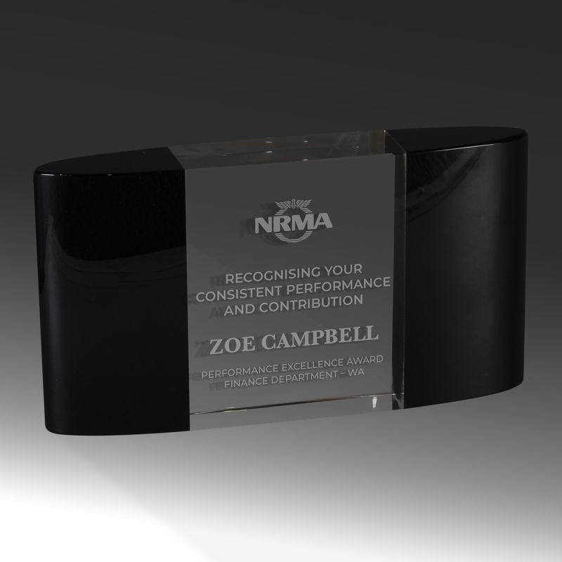 EBONY6 Black and Clear Crystal - Curved Block