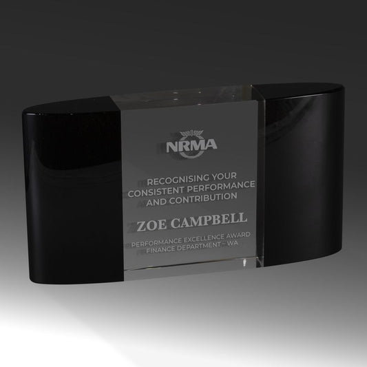 EBONY6 Black and Clear Crystal - Curved Block