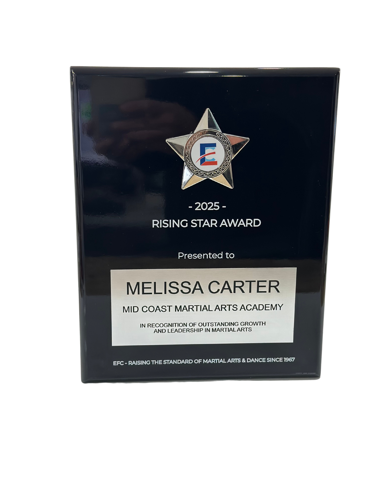 Custom engraved plaque with star emblem
