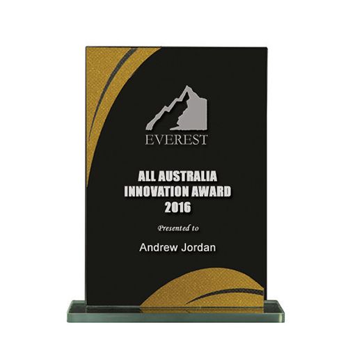 Colored Glass with Base - Rectangle (Black/Gold)