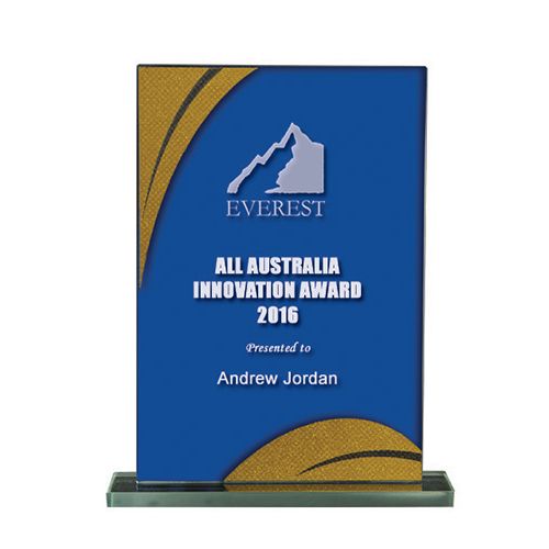 Colored Glass with Base - Rectangle (Blue/Gold)