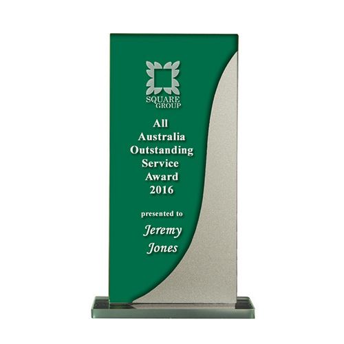 Colored Glass with Base - Rectangle (Green/Silver)