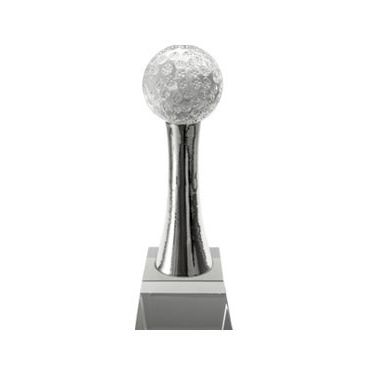 Clear Crystal Golf Ball on Zinc Alloy Tee on Clear Crystal Base