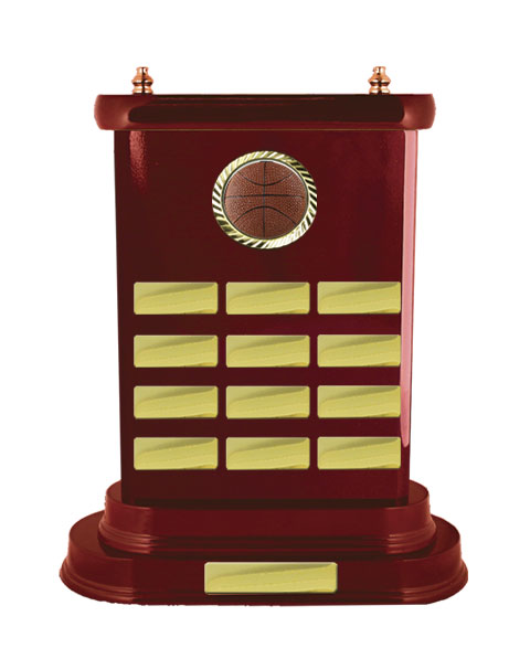 Basketball Perpetual Stand Trophy - Woodgrain - W17-7105